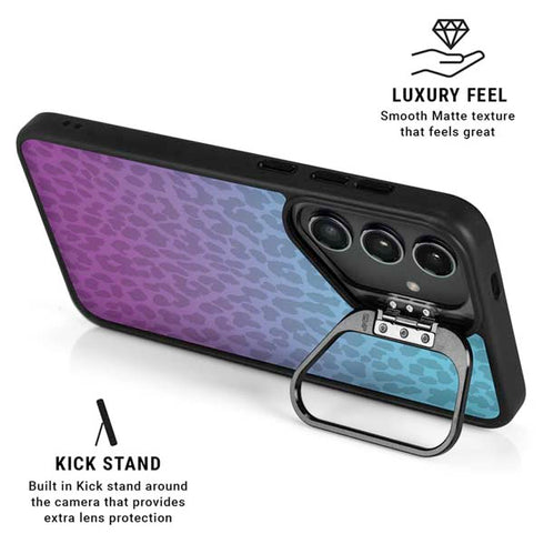 Cheetah Print Purple and Blue Galaxy S25 Ultra Kickstand Case